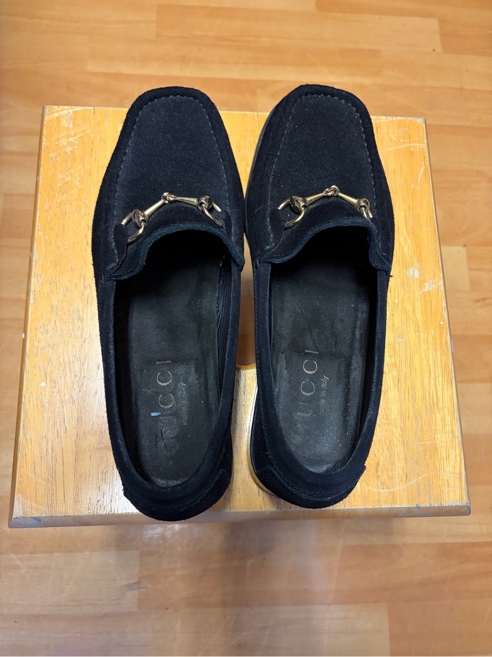 Gucci Black Suede Horsebit Slip-On Loafers - Picture 2 of 12
